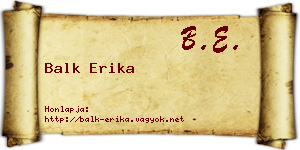 Balk Erika névjegykártya